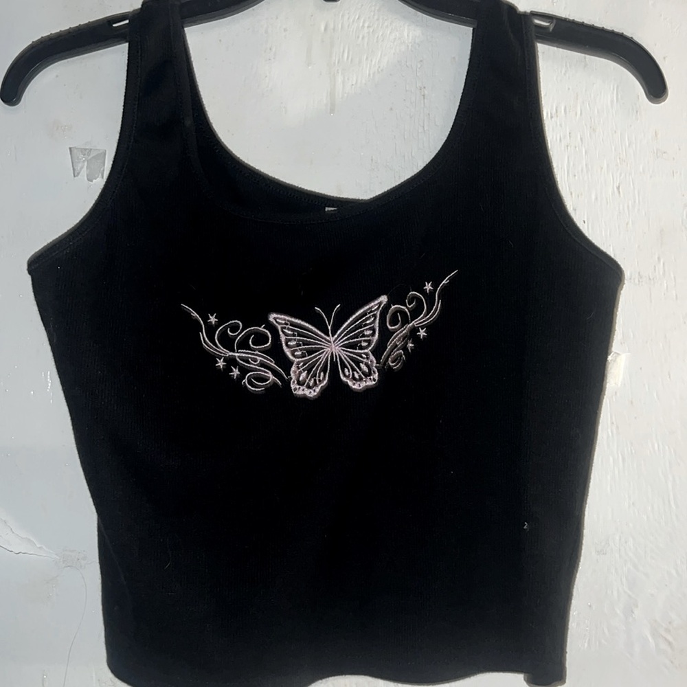 Y2K Butterfly Embroidered Crop Top